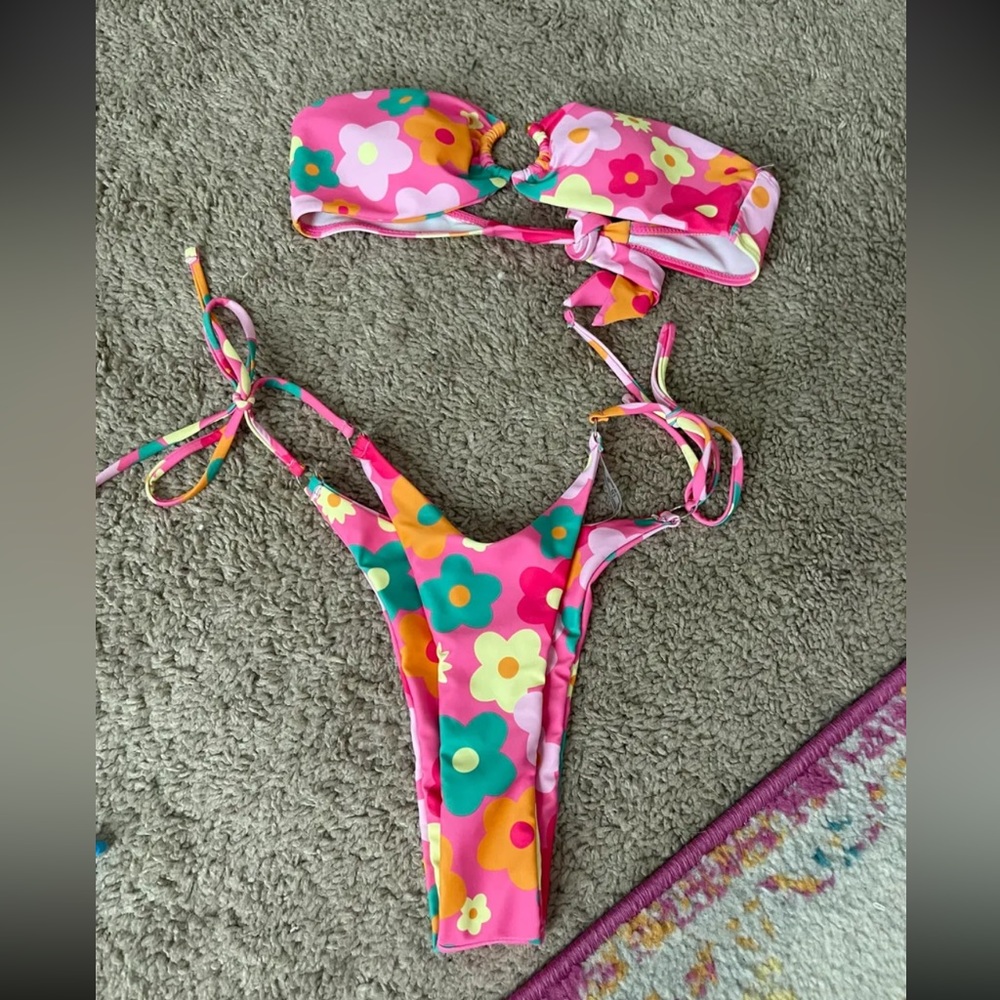 SHEIN floral pink bikini set
